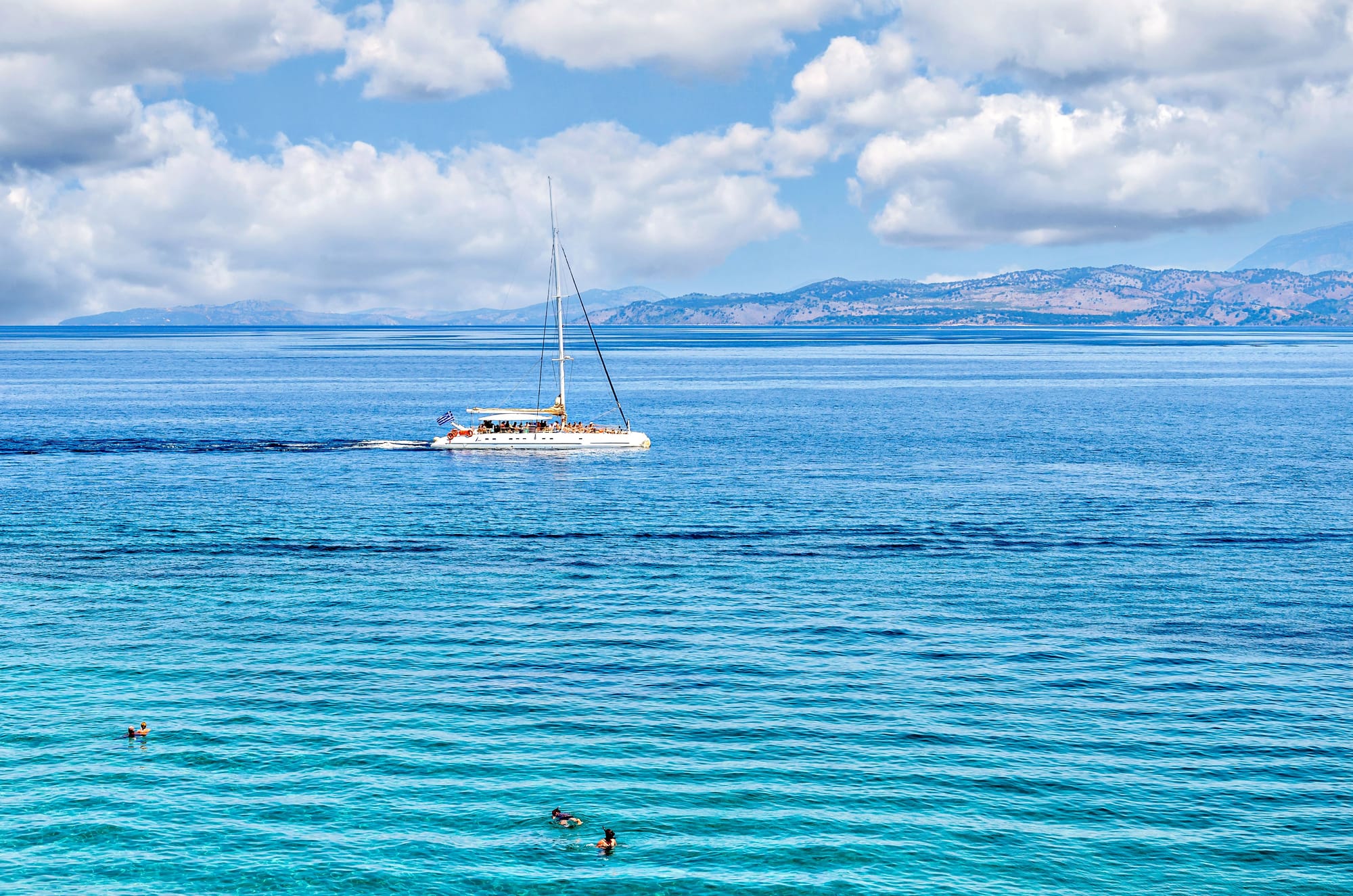 Boat sailing in clear water