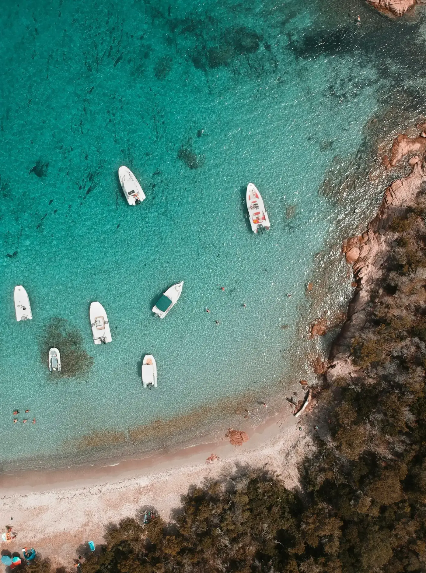 Boats in a turquoise bay, south Rhodes