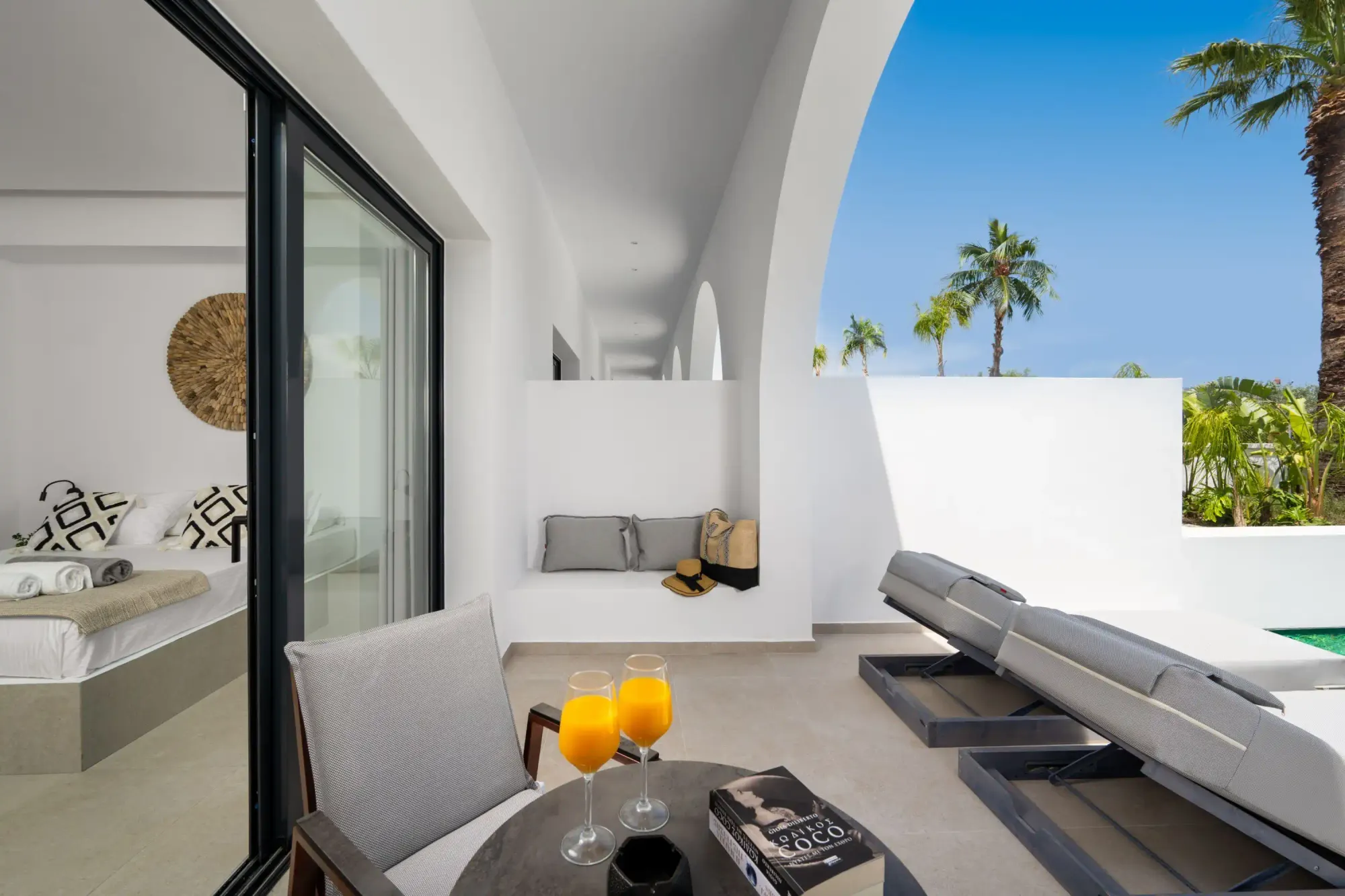 Sunbeds on the terrace