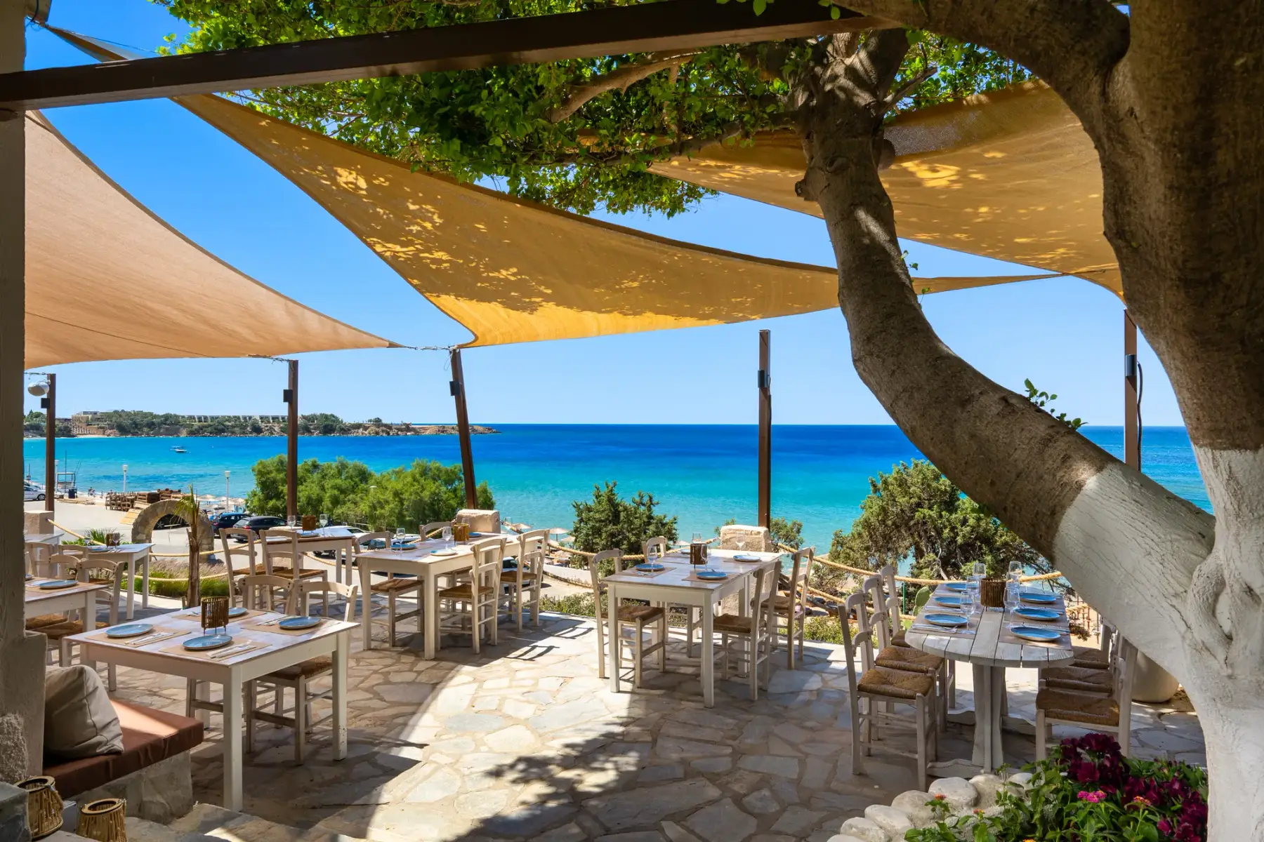 Dining terrace over the bay at Parea Sea Side